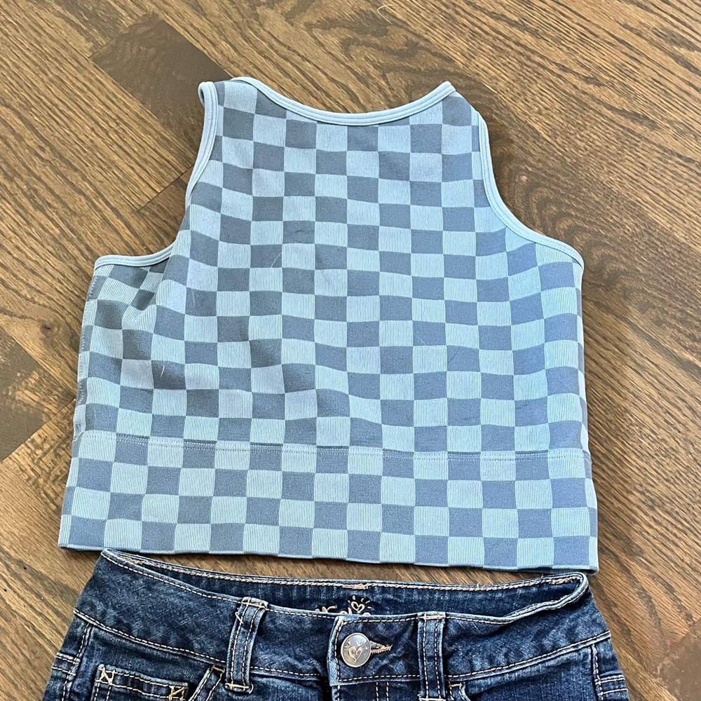 Gilly Hicks Gray Checkered Top